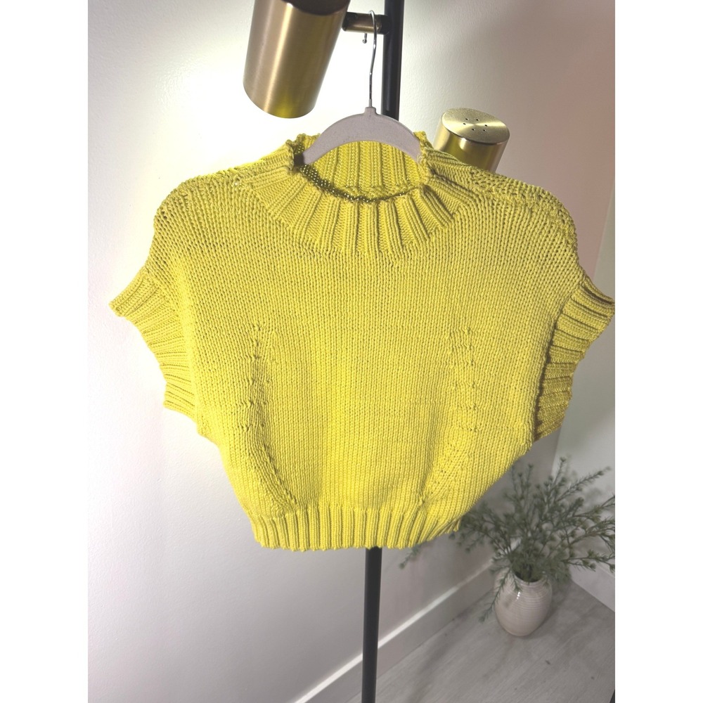 Maeve vest fall trending chartreuse color block sustainable cotton bright S boxy